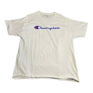 Champion Shirt Mens XL‎ White Spell Out Logo Authentic Athleticwear Classic Tee